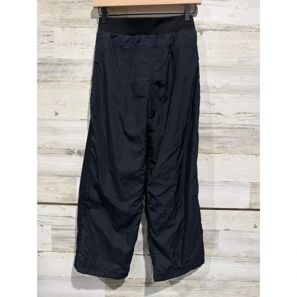 Old Navy Track Pants Girls 10/12 Black Mesh Trim Wide Leg Gorpcore EUC